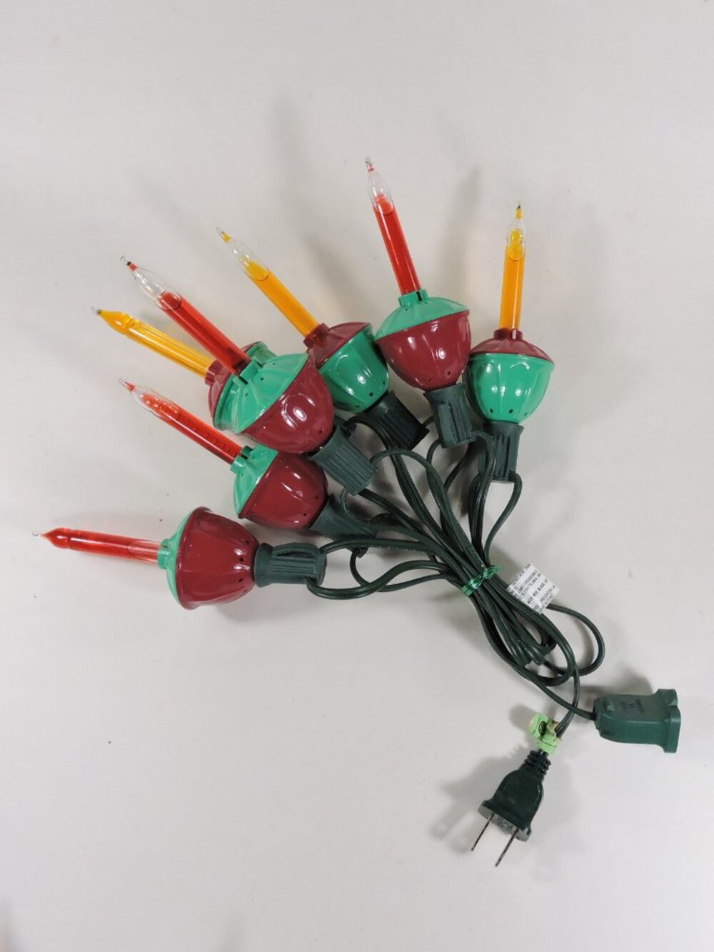 Vintage 7 Light Indoor Christmas Lighting Set Working - Plus 4 Spares